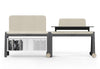 LinForm Office Divider Screen shown on a white background. This mobile divider features a powder-coated MDF surface with an aluminium frame and premium Gabriel fabric upholstery that adds warmth and acoustic softness. It includes smooth PU wheels and a built-in multifunctional socket, offering a flexible and elegant solution for modern workspaces.