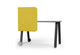 The LinForm Privacy Hot Desk shown on a white background, this modern workstation features a powder-coated MDF tabletop with smooth bevelled edges, supported by a sturdy aluminium alloy frame with sculpted legs and die-cast connectors. The desk includes a fabric privacy screen for acoustic comfort, PU castors for easy mobility, and an integrated multifunctional socket, offering a refined, flexible solution for contemporary collaborative and focused workspaces.