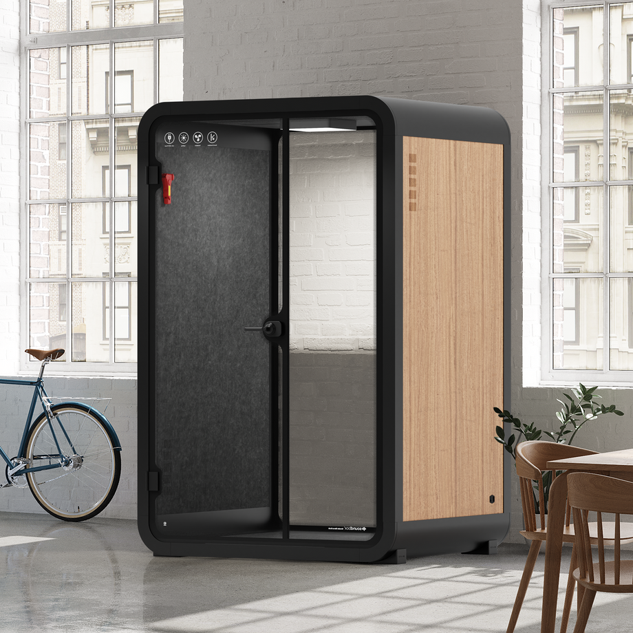 Office Phone Booth Quell - 2 personeWooden / Dark Gray / No Furniture