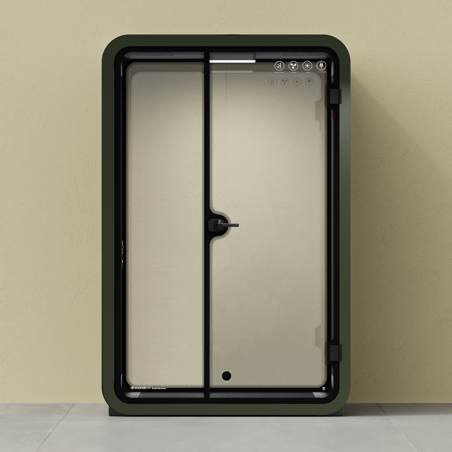 Office Phone Booth Quell - 2 personeGreen / Dark Gray / No Furniture