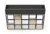 Maxi Office Biophilia Planter in black on a white background, featuring E0-grade MFC construction and a powder-coated steel frame; modern office planter with architectural lines designed for durable storage, workspace organisation and biophilic enhancement in contemporary commercial interiors.