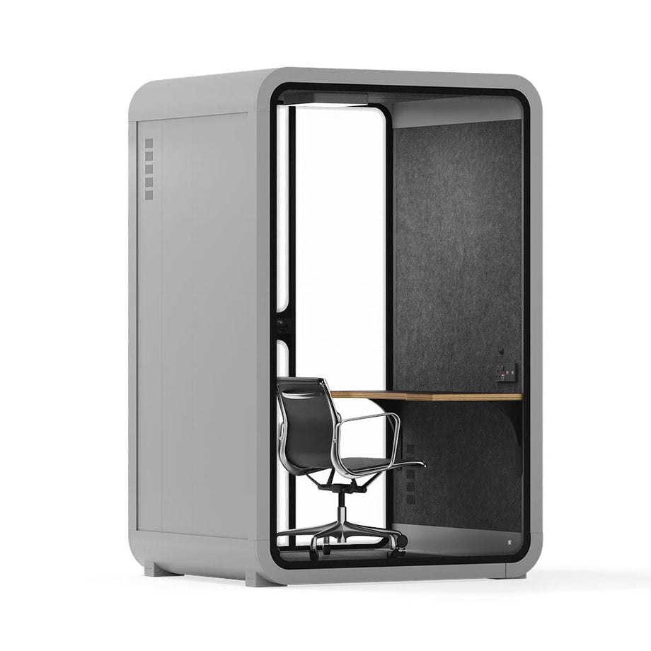 Office Phone Booth Quell - 2 personeLight Grey / Dark Gray / Work Station + Designer Office Chair