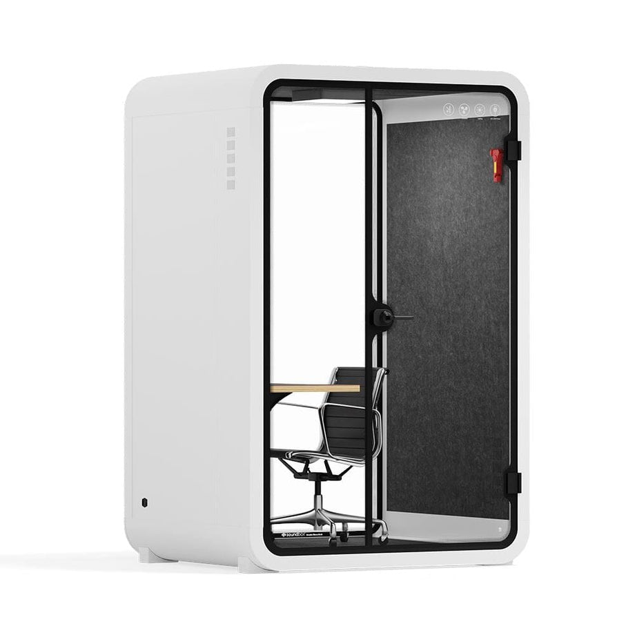 Office Phone Booth Quell - 2 personeWhite / Dark Gray / Work Station + Designer Office Chair