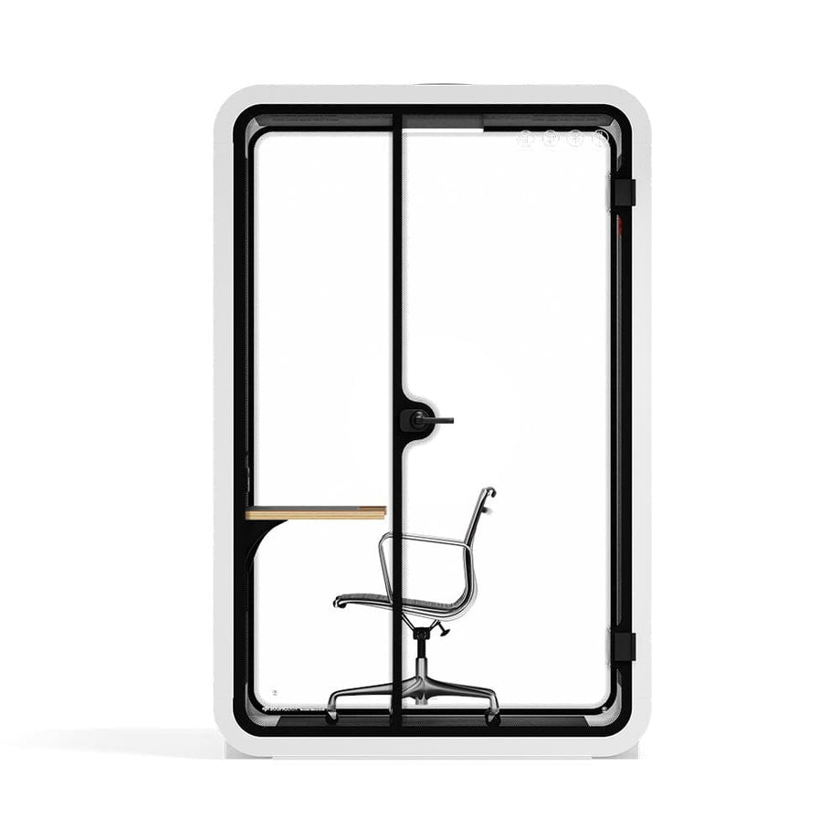 Office Phone Booth Quell - 2 personeWhite / Dark Gray / Work Station + Designer Office Chair