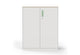 Moda Office Storage Cabinet shown on a white background. This modern storage cabinet features a durable electrostatic powder-coated surface, ABS handles, damping buffer hinges, a front lock, and a laminate top, providing stylish, secure, and functional storage for office and collaborative environments.