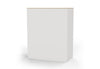 Moda Office Storage Cabinet shown on a white background. This modern storage cabinet features a durable electrostatic powder-coated surface, ABS handles, damping buffer hinges, a front lock, and a laminate top, providing stylish, secure, and functional storage for office and collaborative environments.