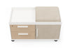 Moda Mobile Storage Cabinet on a white background, featuring a two-drawer one-door design with E0-grade particleboard, melamine finish, PVC edge banding, upholstered fabric door panel, smooth slide rails, damping hinges, ABS handles and nylon caster wheels; modern mobile office storage cabinet engineered for durable, flexible and space-efficient workspace organisation. 