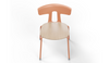 Okse Nord Stackable Chair on white background in coral featuring a moulded PP-GF25 back, poplar plywood seat and powder-coated steel frame for durable, modern, space-efficient seating.