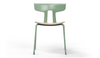 Okse Nord Stackable Chair on white background in morandi green featuring a moulded PP-GF25 back, poplar plywood seat and powder-coated steel frame for durable, modern, space-efficient seating.