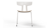 Okse Nord Stackable Chair on white background in white featuring a moulded PP-GF25 back, poplar plywood seat and powder-coated steel frame for durable, modern, space-efficient seating.
