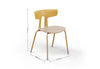 Okse Nord Stackable Chair on a white background in ginger, featuring a moulded PP-GF25 back, poplar plywood seat and powder-coated steel frame, shown with dimensions width 515mm x depth 485mm x height 745mm for durable, modern, space-efficient seating.
