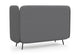 Omni Acoustic Lounge Sofa upholstered in Sunday OTE 100% polyester fabric featuring high acoustic side panels, a supportive backrest and an integrated central table. Shown in dark grey, light grey and dusty teal. This contemporary acoustic sofa is designed for open-plan offices, co-working spaces, reception areas, breakout zones, libraries and education environments, creating a semi-private seating area that supports focused work, informal meetings, video calls and collaborative workplace discussions.