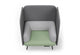Omni Acoustic Lounge Chair upholstered in Sunday OTE 100% polyester fabric featuring high acoustic side panels, a supportive high backrest, a dee[ cushioned seat designed to enhance comfort and reduce surrounding noise. Shown in dark grey, light grey and dusty teal. This acoustic chair is ideal for open-plan offices, breakout areas, reception spaces and co-working environments, creating a private seating zone for focused work, phone calls and quiet workplace collaboration.