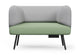 Omni Lounge Chair upholstered in Sunday OTE 100% polyester fabric featuring a high supportive backrest, enveloping sculpted side panels and a deep cushioned seat for ergonomic comfort. Shown in light grey and dusty teal, this contemporary lounge chair is designed for modern office lounges, reception areas and breakout rooms.  Omni offers stylish commercial seating with durable upholstery and a refined modular design.