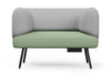Omni Lounge Chair upholstered in Sunday OTE 100% polyester fabric featuring a high supportive backrest, enveloping sculpted side panels and a deep cushioned seat for ergonomic comfort. Shown in light grey and dusty teal, this contemporary lounge chair is designed for modern office lounges, reception areas and breakout rooms.  Omni offers stylish commercial seating with durable upholstery and a refined modular design.