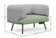 Omni Curved Arm Lounge Chair dimensions image for modern lounge chair seating, showing width 976mm, depth  704mm and height 696mm. Upholstered lounge chair for reception areas, breakout spaces and collaborative work environments designed for comfort and contemporary style.