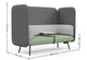 The Omni Acoustic Two-Person sofa dimensions image for office booth seating, showing width 1664mm, depth 746mm and height 1216mm. Acoustic office sofa with privacy panels for open-plan offices, meeting pods and breakout spaces designed for focused work and collaboration.