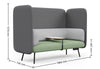 The Omni Acoustic Two-Person sofa dimensions image for office booth seating, showing width 1664mm, depth 746mm and height 1216mm. Acoustic office sofa with privacy panels for open-plan offices, meeting pods and breakout spaces designed for focused work and collaboration.