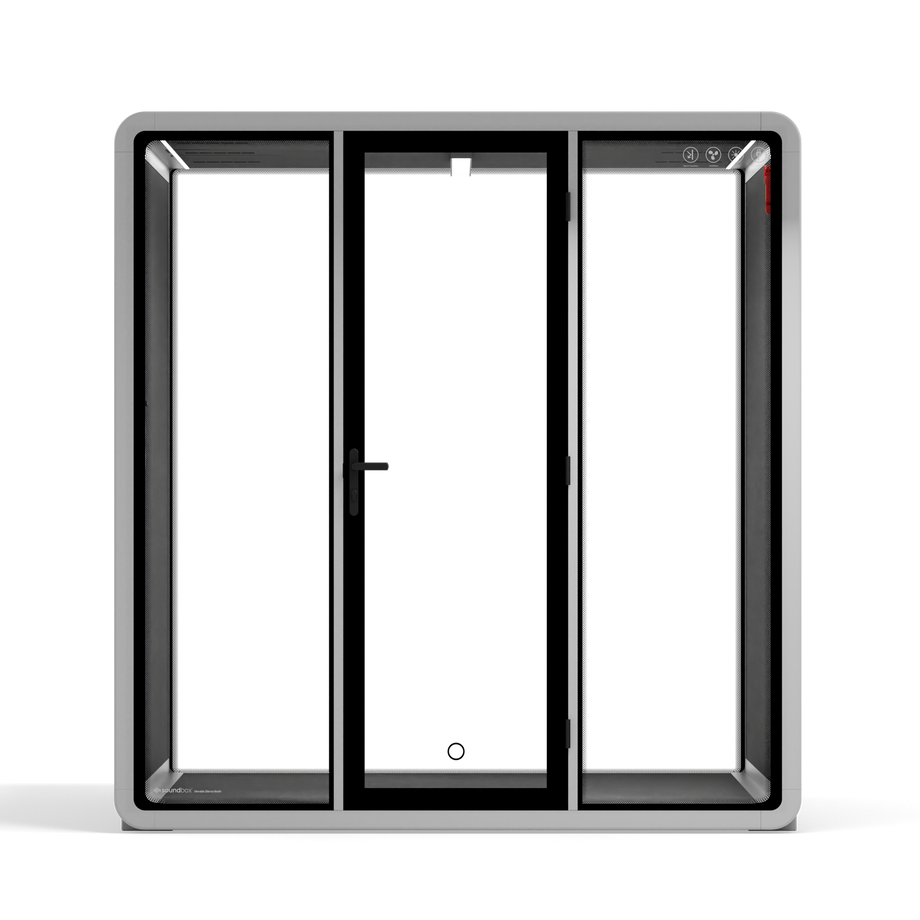 Quell+ - 6 Person Meeting BoothLight Grey / Dark Grey / No Furniture