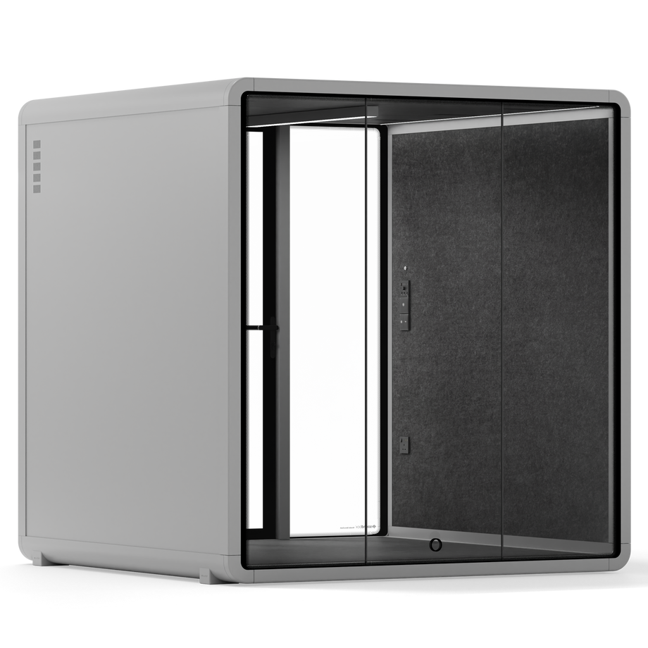 Quell+ - 6 Person Meeting BoothLight Grey / Dark Grey / No Furniture