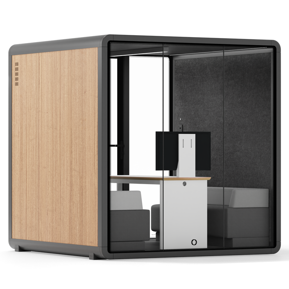 Quell+ - 6 Person Meeting BoothWooden / Dark Grey / Furniture Set 1