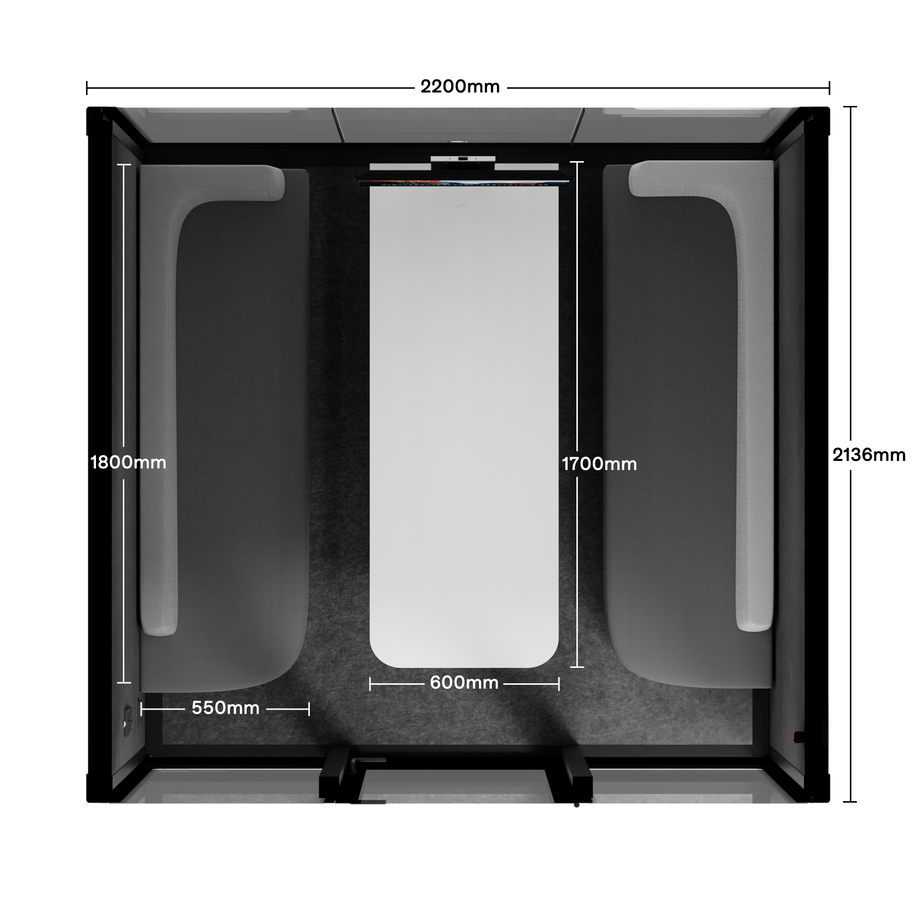 Quell+ - 6 Person Meeting BoothBlack / Dark Grey / Furniture Set 1