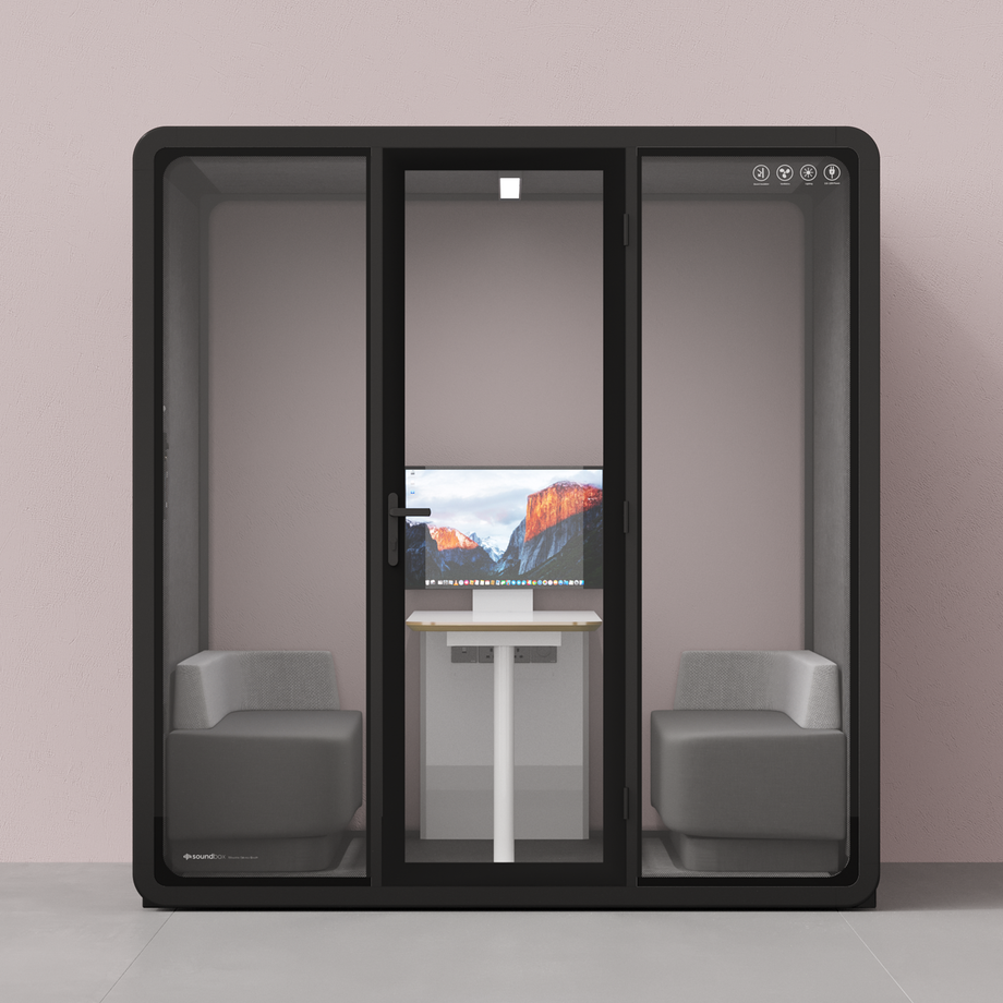 Quell+ - 6 Person Meeting BoothBlack / Dark Grey / Furniture Set 1