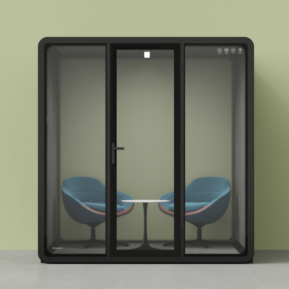 Quell+ - 6 Person Meeting BoothBlack / Dark Grey / Furniture Set 2