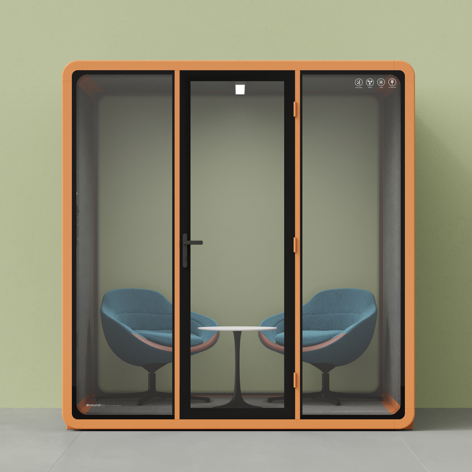 Quell+ - 6 Person Meeting BoothOrange / Dark Grey / Furniture Set 2