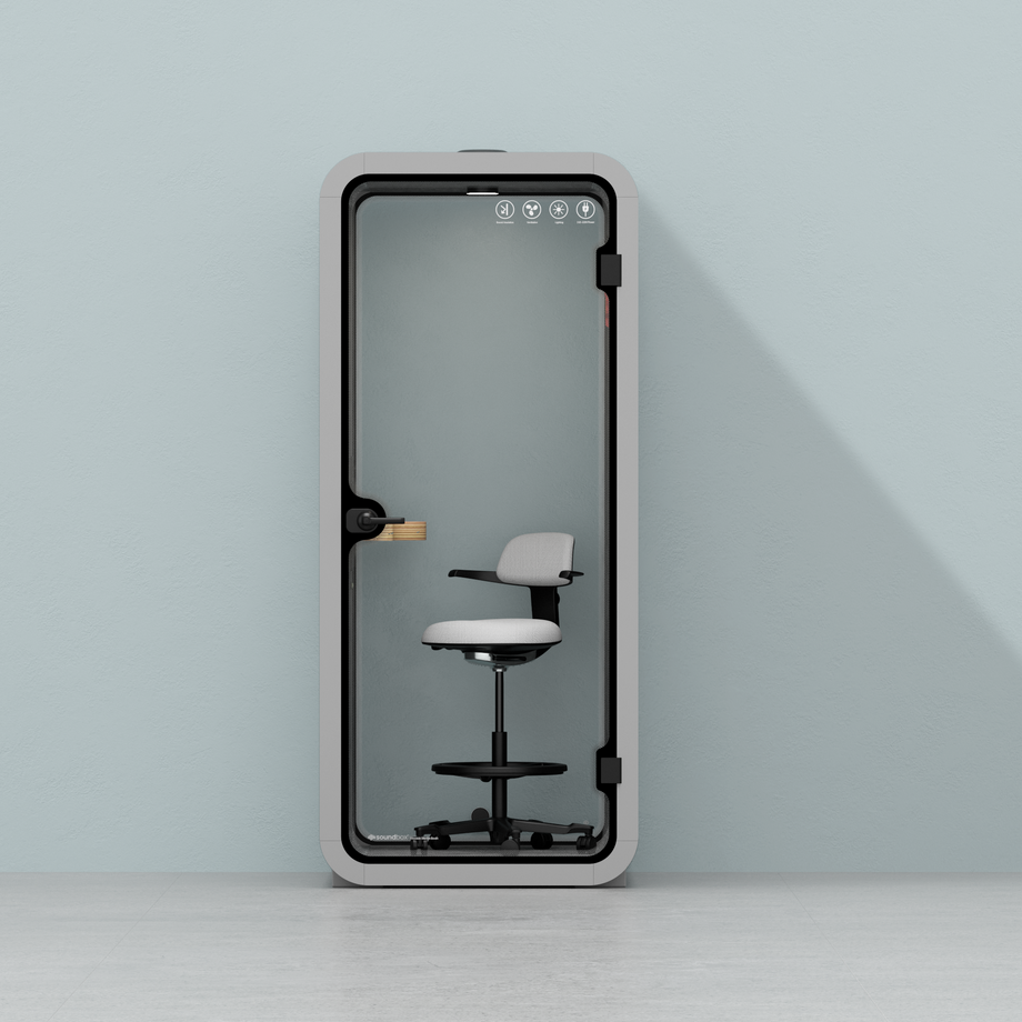 Oficina Pod Quell Acústico Light Grey / With Furniture / Dark Grey