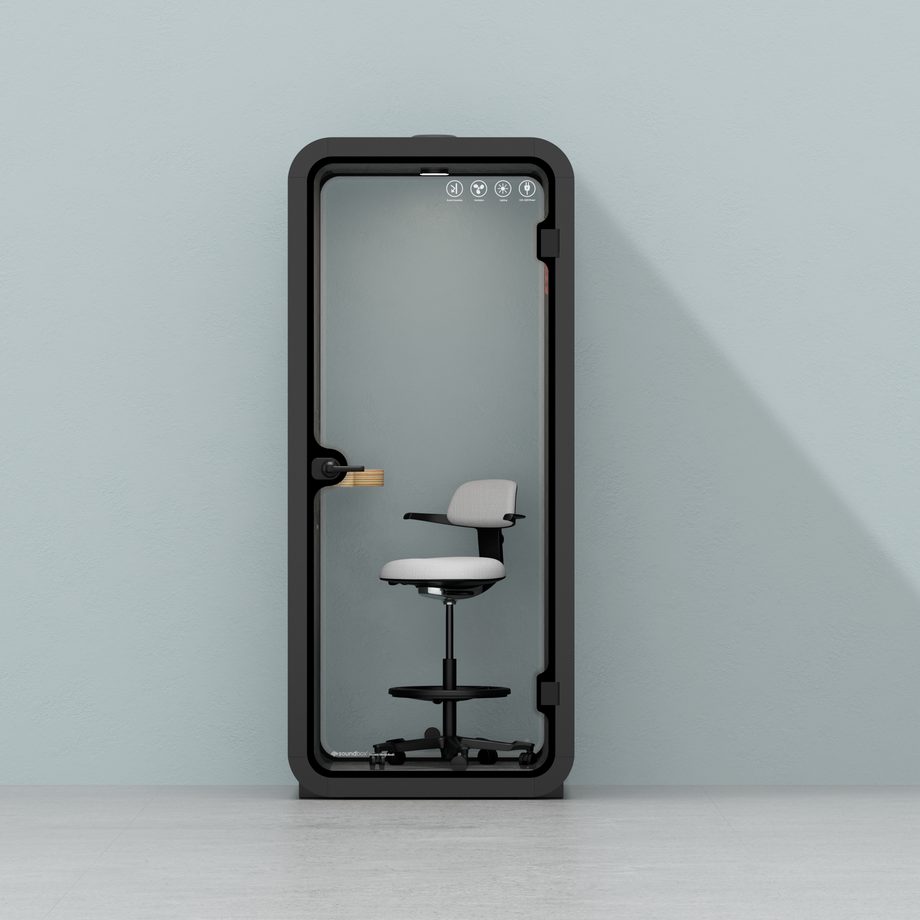Oficina Pod Quell Acústico Wooden / With Furniture / Dark Grey