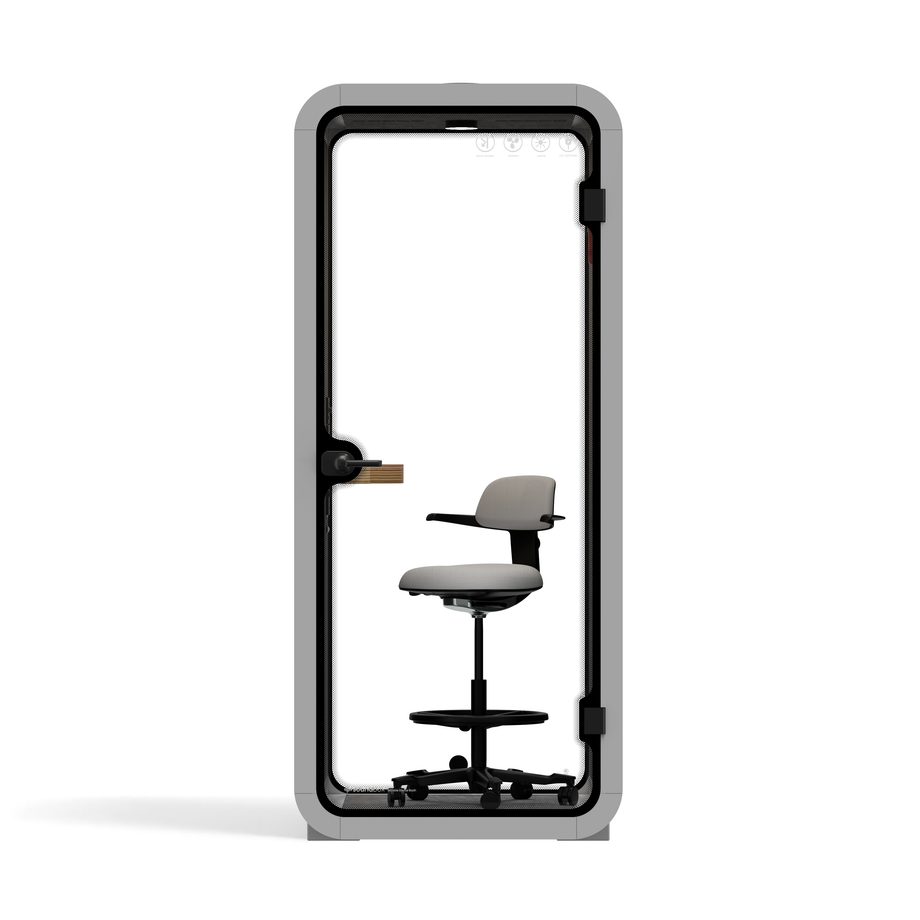 Oficina Pod Quell Acústico Light Grey / With Furniture / Dark Grey