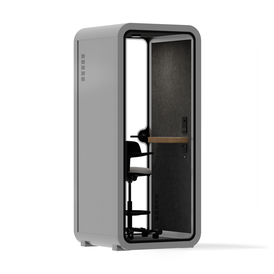 Oficina Pod Quell Acústico Light Grey / With Furniture / Dark Grey