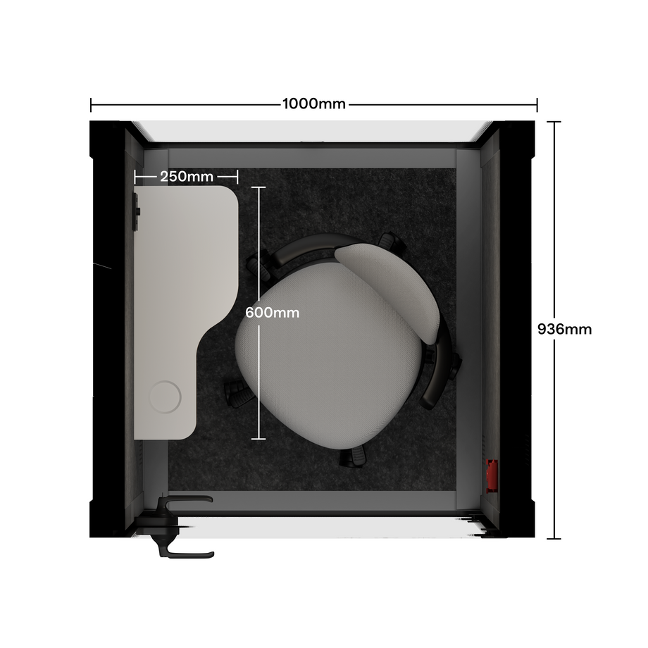 Oficina Pod Quell Acústico Light Grey / With Furniture / Dark Grey