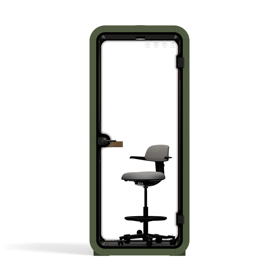 Oficina Pod Quell Acústico Green / With Furniture / Dark Grey