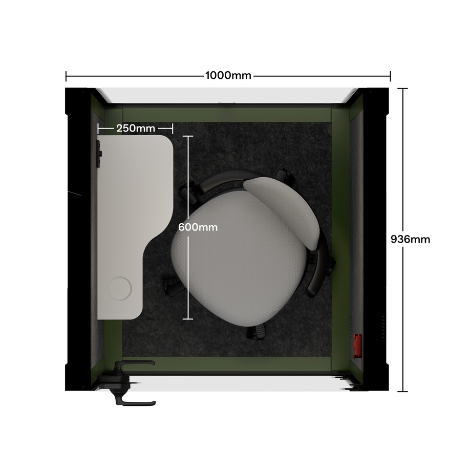 Oficina Pod Quell Acústico Green / With Furniture / Dark Grey