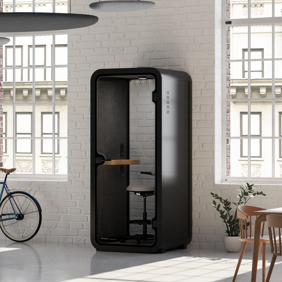 Oficina Pod Quell Acústico Charcoal / With Furniture / Dark Grey