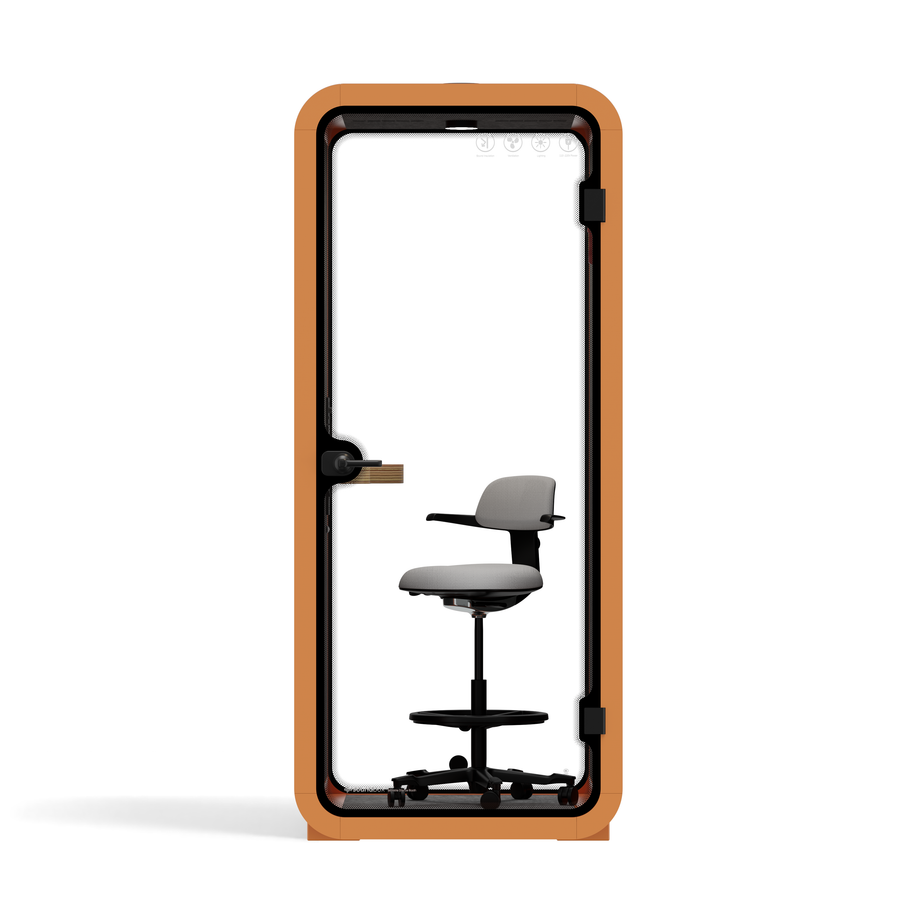 Oficina Pod Quell Acústico Orange / With Furniture / Dark Grey
