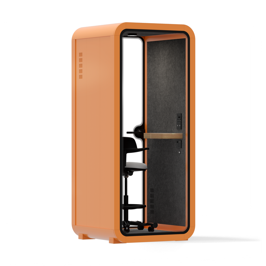 Oficina Pod Quell Acústico Orange / With Furniture / Dark Grey
