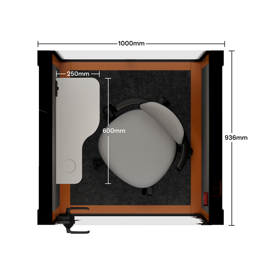 Oficina Pod Quell Acústico Orange / With Furniture / Dark Grey