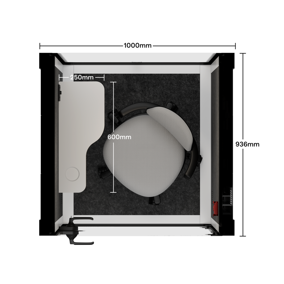 Oficina Pod Quell Acústico White / With Furniture / Dark Grey