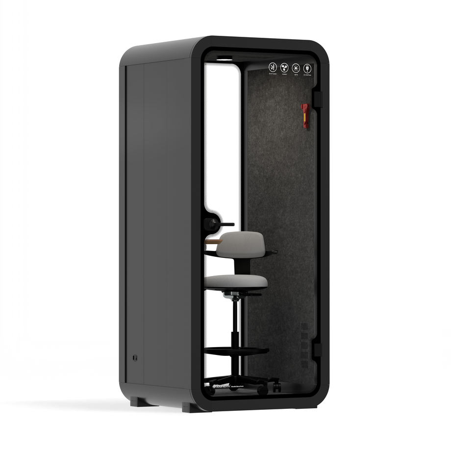 Office Pod Quell FlexCharcoal / Dark Grey / With Furniture