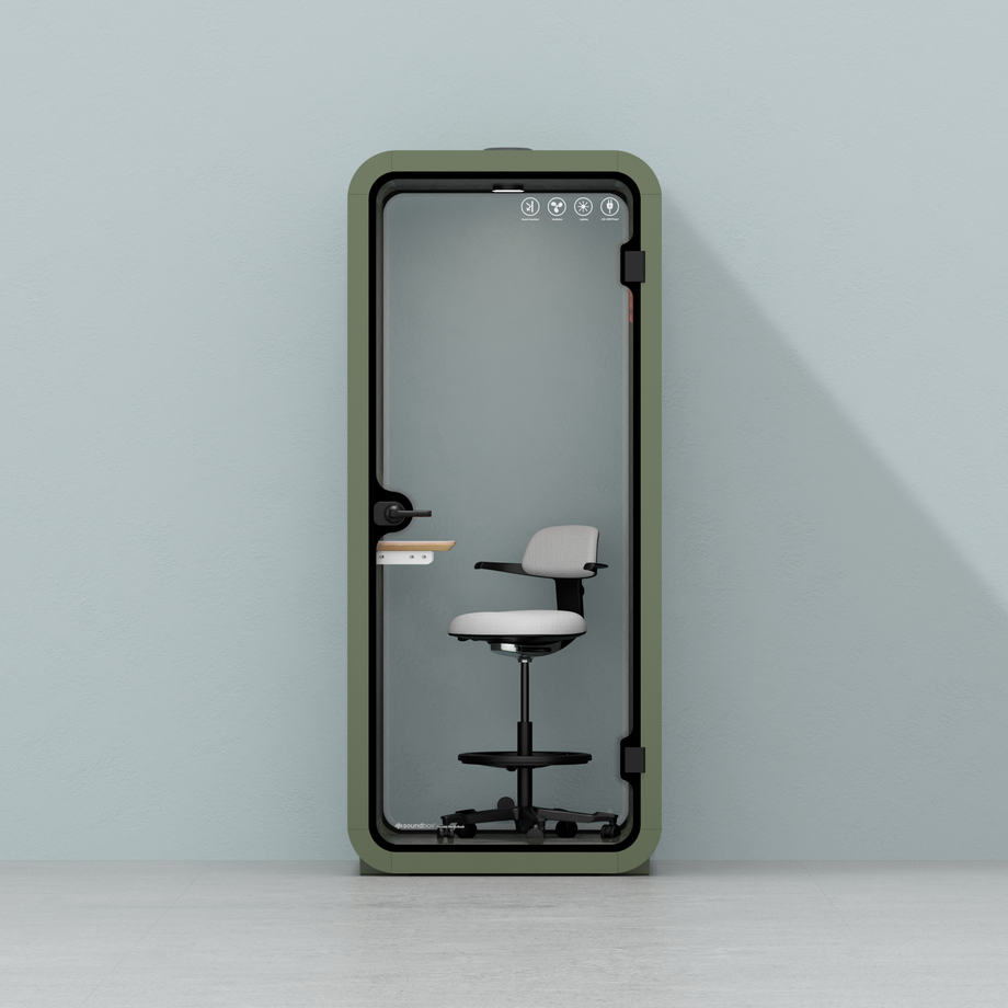 Office Pod Quell FlexGreen / Dark Grey / With Furniture