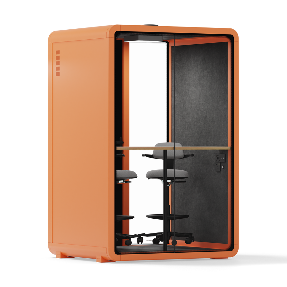Quell+ - 2 Person PodOrange / Dark Gray / Dual Zoom Room + Device Shelf + 2 Barstools