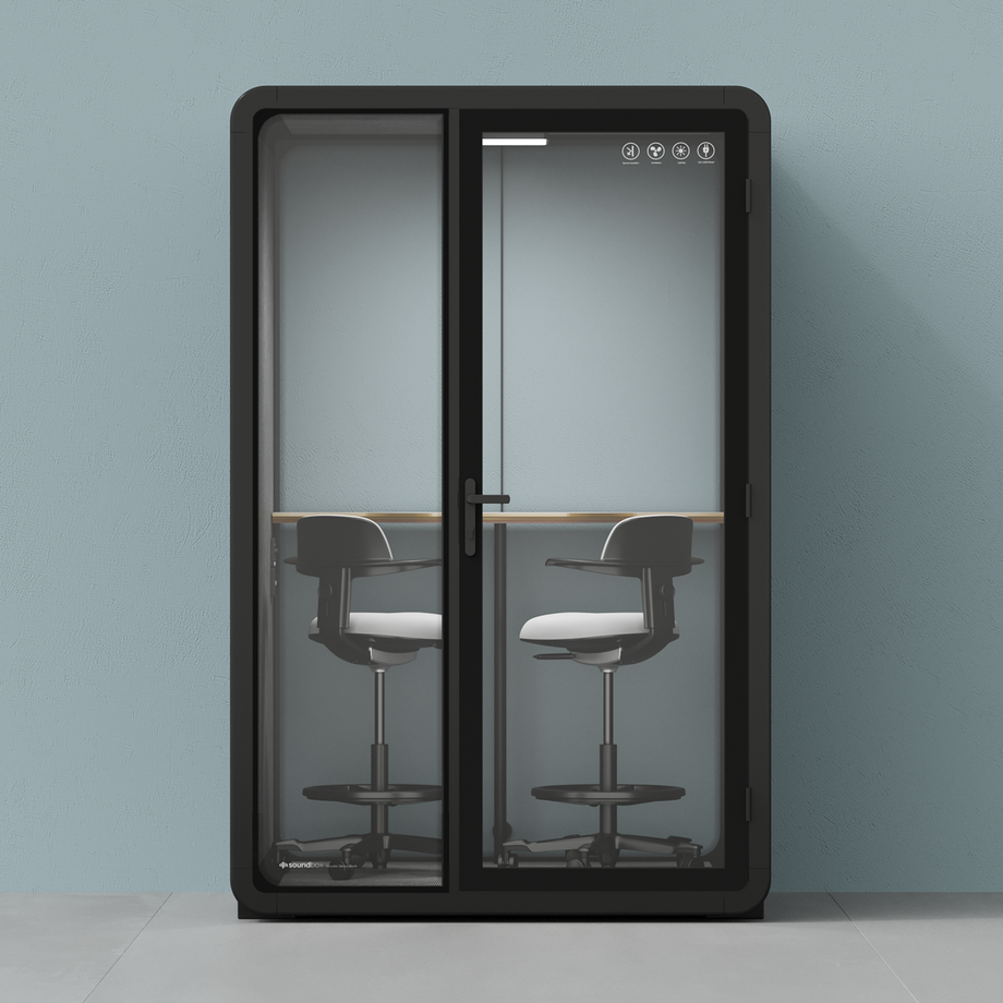 Quell+ - 2 Person PodBlack / Dark Gray / Dual Zoom Room + Device Shelf + 2 Barstools