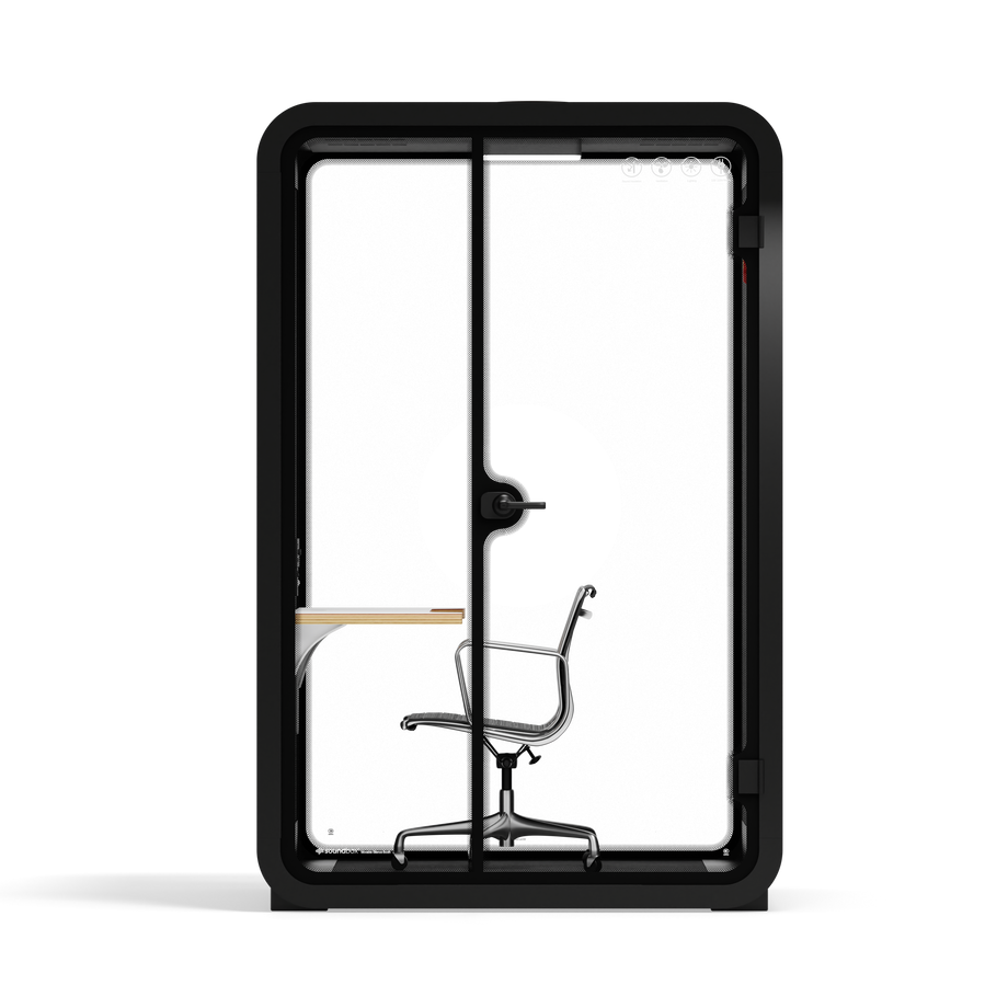 Office Phone Booth Quell - 2 personeCharcoal / Dark Gray / Work Station + Designer Office Chair
