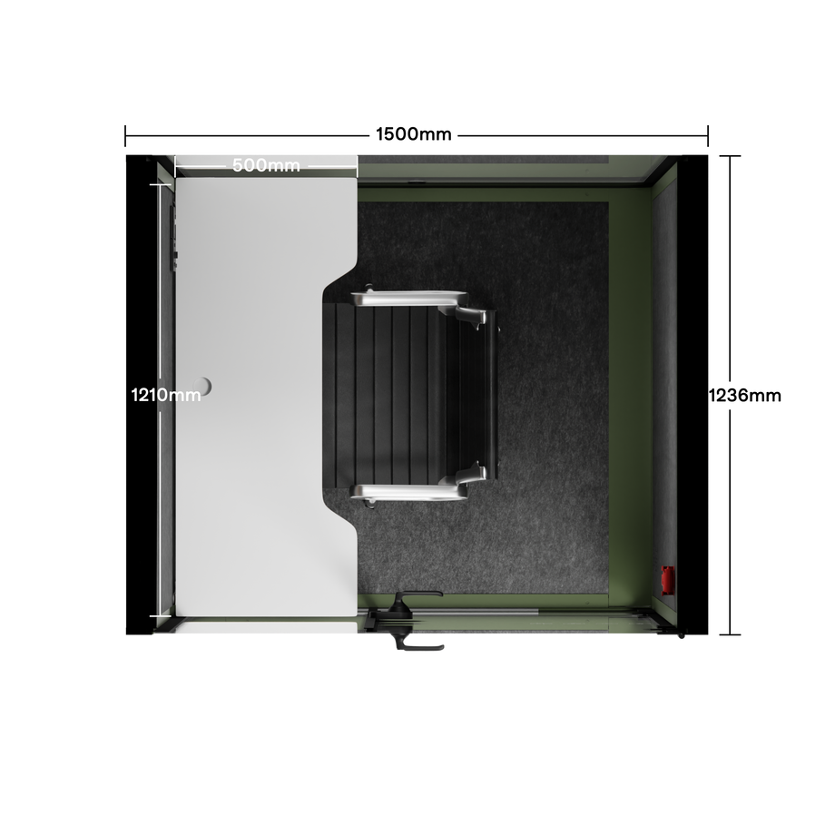 Office Phone Booth Quell - 2 personeGreen / Dark Gray / Work Station + Designer Office Chair