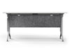 Swish Foldable Conference Table in white and black on a white background, featuring a PET modesty panel, centre water holder, name card slot and pen holder; modern foldable conference table designed for flexible, space-saving, ergonomic meeting and training room use.