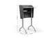 Swish Adaptive Presentation Podium dimensions image on white background in white oak and black, showing width 596mm x depth 550mm x height 1095mm; modern mobile presentation podium designed for office, classroom and training environments.