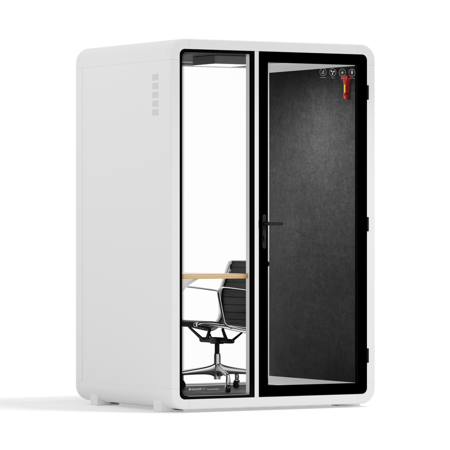 Quell+ - 2 Person PodWhite / Dark Gray / Work Station + Designer Office Chair